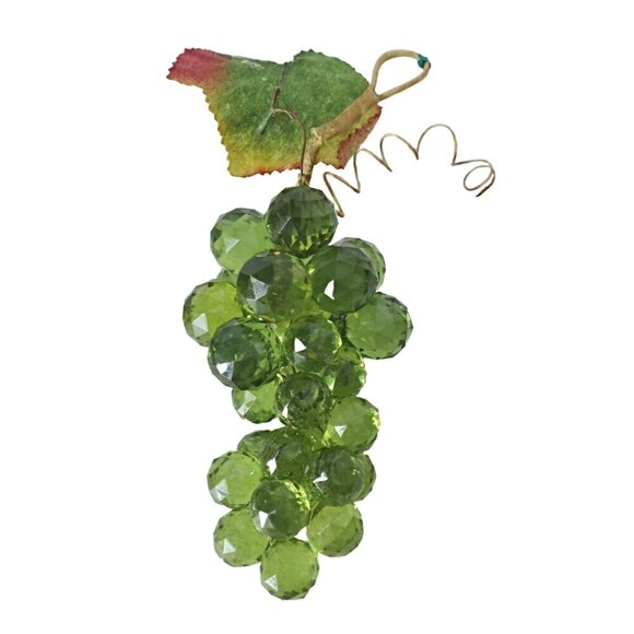 Vintage Mid-Century Modern Faceted Avocado Green Acrylic Grapes Cluster Decor - Picture 4 of 6